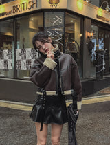 デリウエストバックルクロップマスタングジャケット