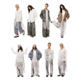 Printed raw pleated cotton and linen white shirt