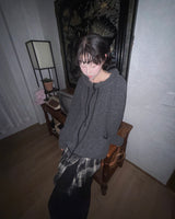 (2color) Check Wrap Layered Wide Banding Pants