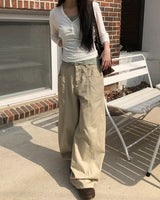 Doson Panel Detail Wide Cotton Pants