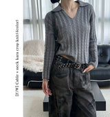 [F/W] Cable v neck kara crop knit(4color)