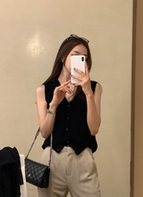 Rear V-neck Sleeveless Knit / 3 colors
