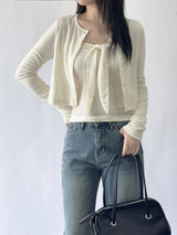 Cervi Sleeveless Button Long Sleeve Cardigan Set