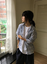 Rimu Summer Loose-Fit See-Through Check Shirt