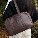 Oat pocket leather shoulder bag [Brown color only]