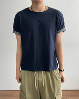 ターンバック クロップド ロールアップ ショートスリーブ Tシャツ