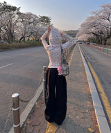 flower slim hood zip up (2colors)