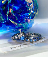 BLUE CUBIC CROWN RINGS