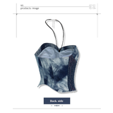 DENIM CORSET TUBE TOP_DEEP BLUE