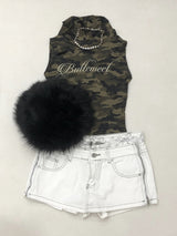Camo pattern Sleeveless Hoodie