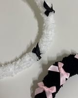 Fuzzy cable_Ribbon_White (Black)