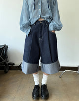 non fade denim bermuda pants