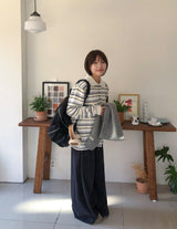 Kentally Stripe Collar Over Wool Knit
