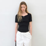 (T-7073)ESSENTIAL DROP LOGO KNIT