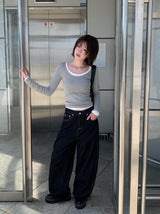 Chaerin Deep U-Neck Two-Way Layered T-Shirt