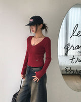 Yami Ribbed Deep V-Neck Knit