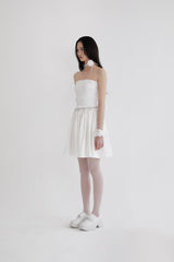 Chiffon smock shirring dress (WHITE)