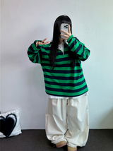 キュートカラーペティット👚ストライプロングスリーブTシャツ🎀❤💚3カラー