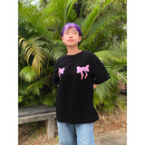 PEANUT STAIN - コケット リボン ブラック オーバーサイズド Tシャツ