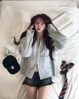 [wool30%] ウッズケーブル ツーウェイニット フード付きジップアップ