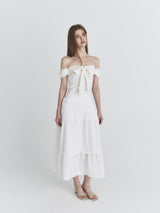 Off shoulder ribbon top (Ivory)
