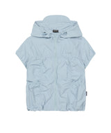 Half-Shirred Hooded Windbreaker - SKY BLUE