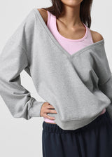 [B-BASIC] Mid-Sweat Deep V-Neck Sweatshirt