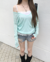Lace denim shorts
