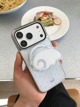 ドットウィングマグセーフシルバーグラスバンパーケース(ホワイト)