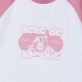 25SS スペースラビットラグランクロップ半袖Tシャツ ライトピンク