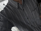 ASCLO Linen Denim Stripe Over Shirt (2color)