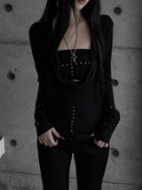 [set] cowl neck cross two-piece set