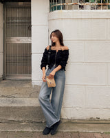 Easy wide denim pants