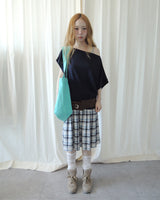 WOOD CHECK FLARE SKIRT