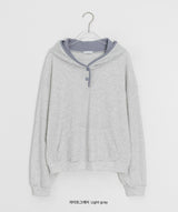 Darun Waffle Color Matching Button Hoodie