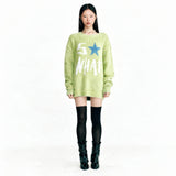 So What Hairy Knit Sweater Light Green