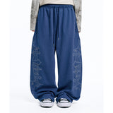 Stud Needle Work Sweat Pants - Blue