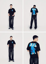 FUZZY FONT DRAGON SHORT SLEEVE T-SHIRT BLACK