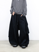 RELABEL (Dark Night Weave) デタッチャブルクロスフラップハイプレジャーラインストーンエンベリッシュメントカットアウトデザインカジュアルスウェットパンツ