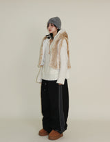 Tier Bambi Fake Fur Hooded Vest (Short Quilted)