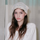 Shell Stripe Hair Scarf (Ivory & Sky Blue)