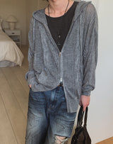 Via See-through Knit Hood Zip-up