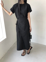 ジュール ラップロールアップ半袖ロングワンピース