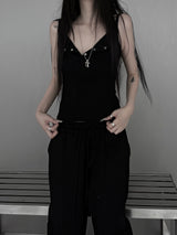 snap echo button sleeveless (3color)