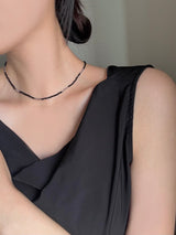 [2 color] mini bead crystal necklace choker / simple daily black white