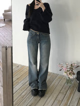 Levan Stitch Denim Bootcut Pants (2 colors)