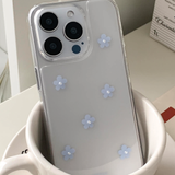 [handmade] blue flower pearl pattern jelly hard case