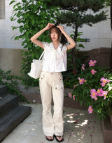 Enne Dot Ribbon Pintuck Blouse