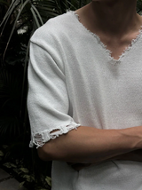 [S/S] Vacance damage v neck half knit(3color)