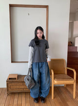 [unisex] Ryuaf Washing Wide Denim Pants